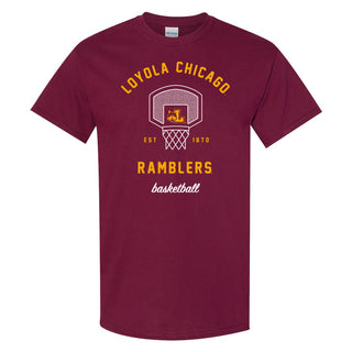 Loyola University Chicago Rambler Basketball Net T Shirt - Maroon