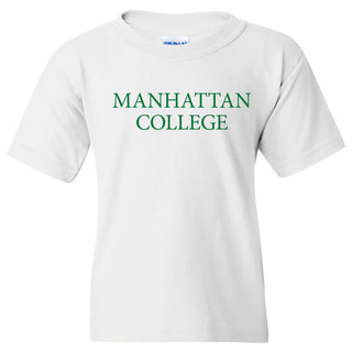 Manhattan College Jaspers Basic Block Short Sleeve Youth T Shirt - White