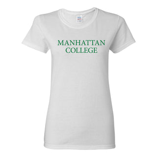 Manhattan College Jaspers Basic Block Short Sleeve Women's T Shirt - White