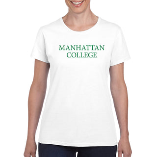 Manhattan College Jaspers Basic Block Short Sleeve Women's T Shirt - White