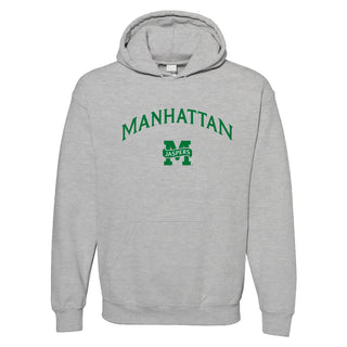 Manhattan College Jaspers Arch Logo Hoodie- Sport Grey