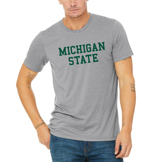 Michigan State University Spartans Basic Block Canvas Triblend T Shirt - Athletic Grey Triblend