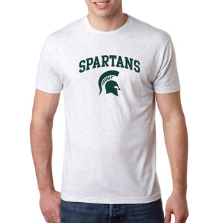Michigan State University Spartans Arch Logo Short Sleeve Shirt - Heather White