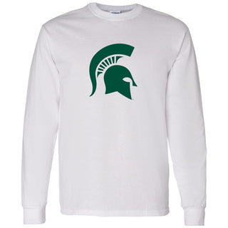 Michigan State University Spartan Logo Long Sleeve T Shirt - White