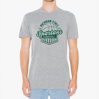 Michigan State University Spartans Basketball Shield Short Sleeve T-Shirt - Sport Grey