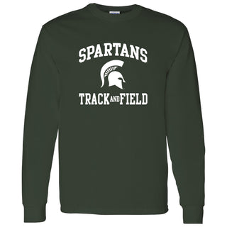 Michigan State University Spartans Arch Logo Track & Field Long Sleeve T Shirt - Forest