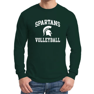 Michigan State University Spartans Arch Logo Volleyball Long Sleeve T Shirt - Forest