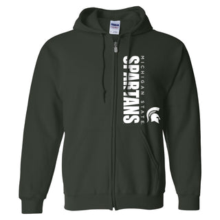 Michigan State University Spartans Vertical Block Left Chest Full-Zip Hoodie - Forest