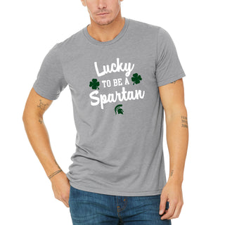 Michigan State Spartans Lucky to be a Spartan Triblend T Shirt - Athletic Grey