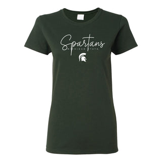 MSU Thin Script Womens T-Shirt - Forest