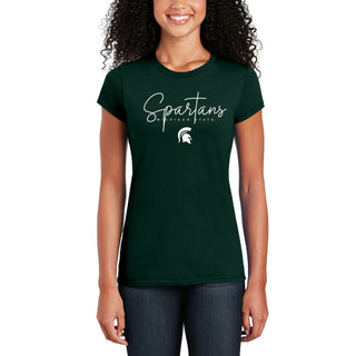 MSU Thin Script Womens T-Shirt - Forest