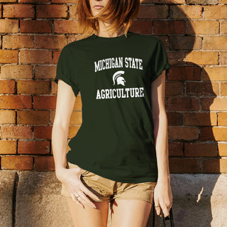 Michigan State University Spartans Arch Logo Agriculture Short Sleeve T-Shirt - Forest