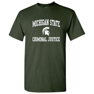 Michigan State University Spartans Arch Logo Criminal Justice Short Sleeve T-Shirt - Forest