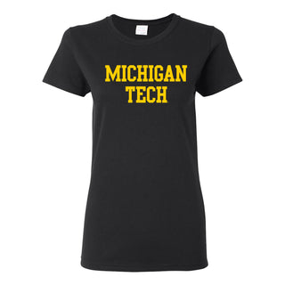 Michigan Technological University Huskies Basic Block Cotton Womens T-Shirt - Black