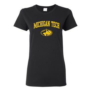 Michigan Technological University Huskies Arch Logo Cotton Womens T-Shirt - Black