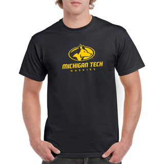 Michigan Technological University Huskies Primary Logo Cotton T-Shirt - Black