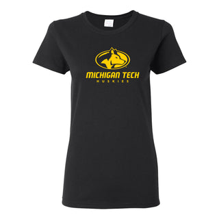 Michigan Technological University Huskies Primary Logo Cotton Womens T-Shirt - Black