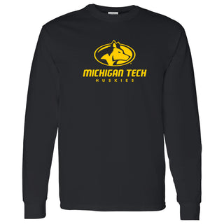 Michigan Technological University Huskies Primary Logo Cotton Long Sleeve T-Shirt - Black