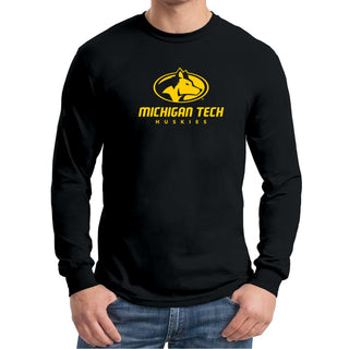 Michigan Technological University Huskies Primary Logo Cotton Long Sleeve T-Shirt - Black