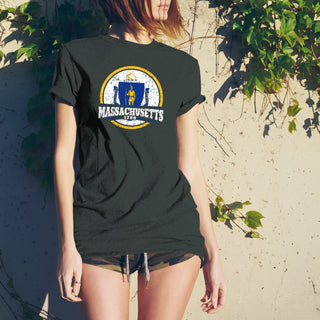 Massachusetts Distressed Circle T-Shirt - Dark Heather