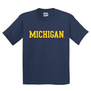 Basic Block University of Michigan Basic Cotton Short Sleeve Youth T Shirt - Navy