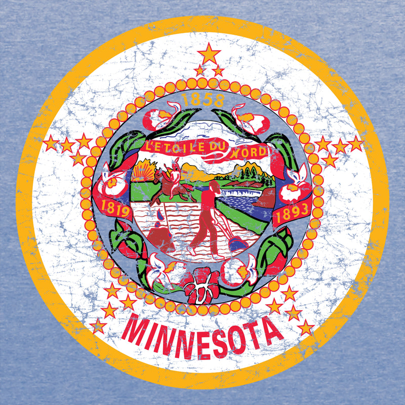 Minnesota State Flag Distressed Triblend T-Shirt - Blue Triblend