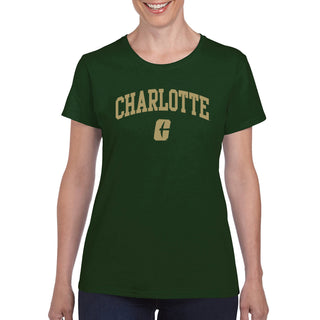 UNC Charlotte Forty-Niners Arch Logo Womens Short Sleeve T Shirt - Forest