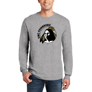 UNC Pembroke Braves Primary Logo Long Sleeve T Shirt - Sport Grey