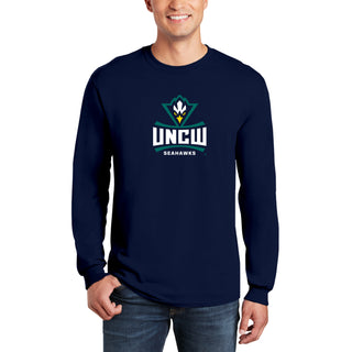 UNC Wilmington Seahawks Primary Logo Long Sleeve T Shirt - Navy