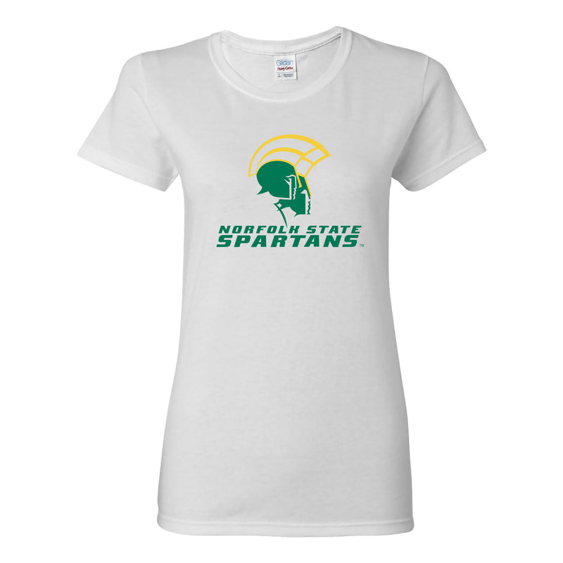 Norfolk State University Spartans Primary Logo Womens Short Sleeve T Shirt - White