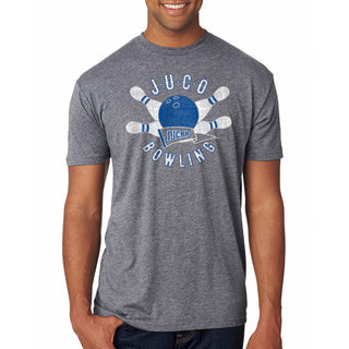 NJCAA JUCO Bowling Emblem - Junior College Athletics Triblend T Shirt - Premium Heather