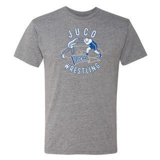 NJCAA JUCO Wrestling Emblem - Junior College Athletics Triblend T Shirt - Premium Heather