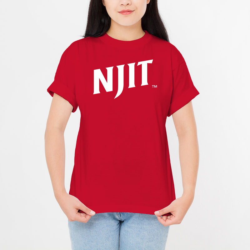 New Jersey Institute of Technology Basic Block Short Sleeve T Shirt - Red
