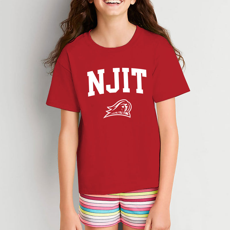 New Jersey Institute of Technology Arch Logo Short Sleeve Youth T Shirt - Red