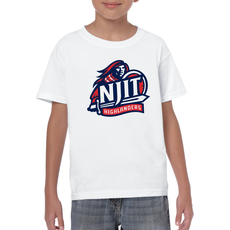 New Jersey Institute of Technology Primary Logo Short Sleeve Youth T Shirt - White