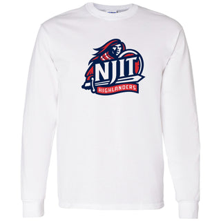 New Jersey Institute of Technology Primary Logo Long Sleeve T Shirt - White