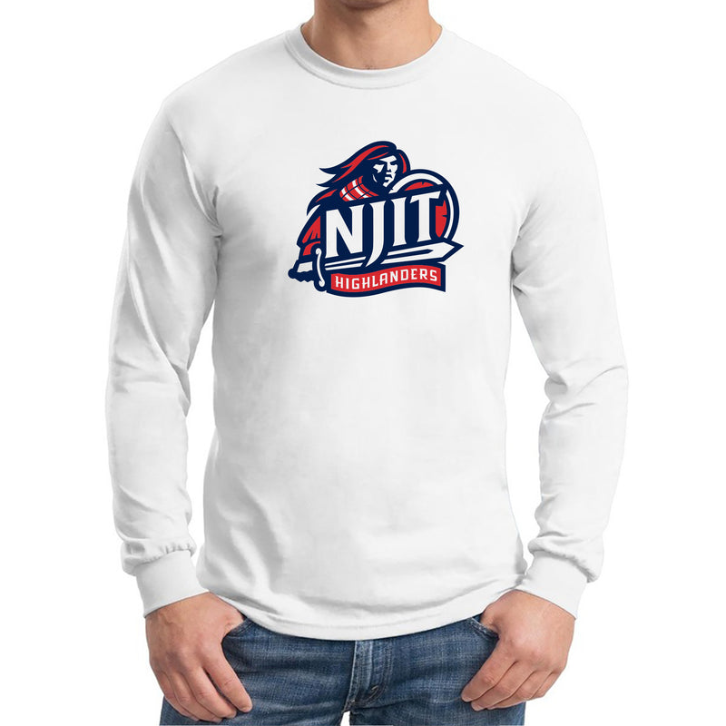 New Jersey Institute of Technology Primary Logo Long Sleeve T Shirt - White