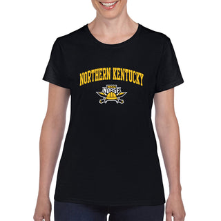 Northern Kentucky University Norse Arch Logo Women's Short Sleeve T Shirt - Black