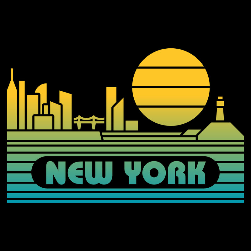 New York Groovy Sunset T-Shirt - Black