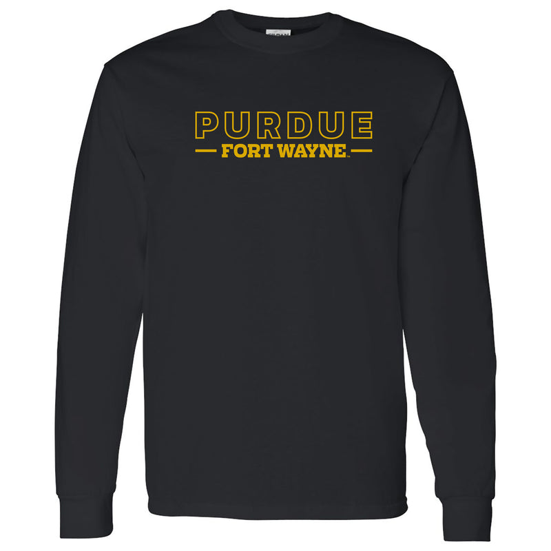 Purdue University Fort Wayne Mastodons Basic Block Long Sleeve T Shirt - Black