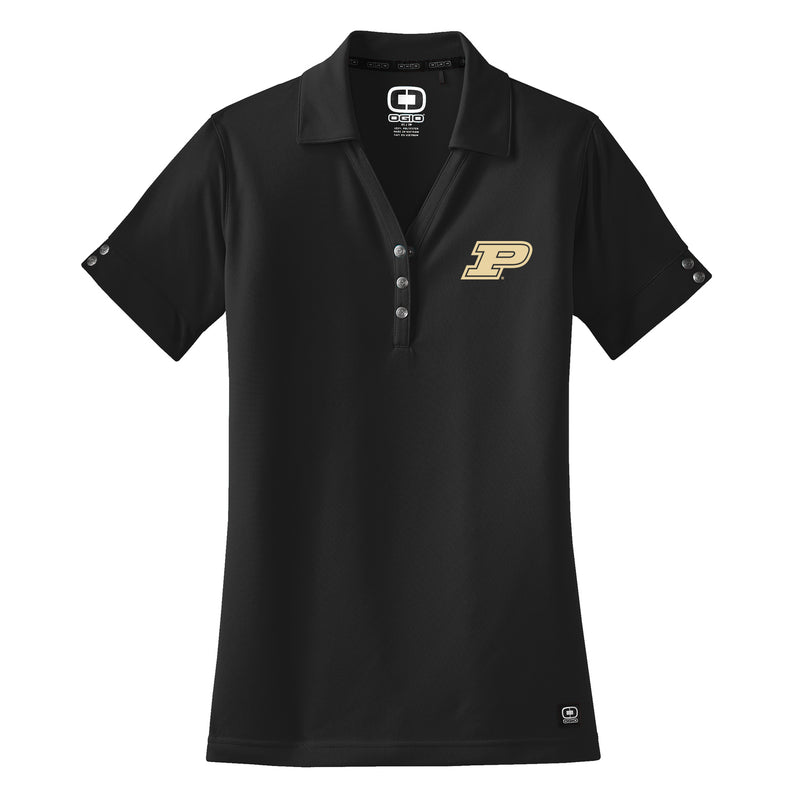 Purdue Boilermakers Primary Logo Womens Glam Polo - Blacktop