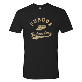 Purdue University Boilermakers Retro Script Short Sleeve T Shirt - Black