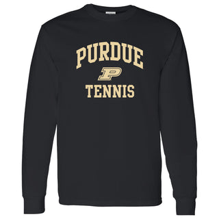 Purdue University Boilermakers Arch Logo Tennis Long Sleeve T Shirt - Black