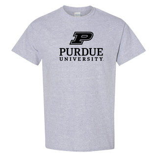 Purdue University Boilermakers Institutional Logo Cotton Short Sleeve T Shirt - Sport Grey