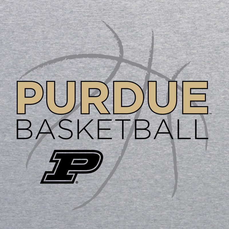 Purdue University Boilermakers Basketball Sketch Basic Cotton Short Sleeve T Shirt - Sport Grey