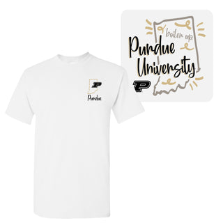 Purdue University Boilermakers Playful Sketch Cotton Short Sleeve T-Shirt - White