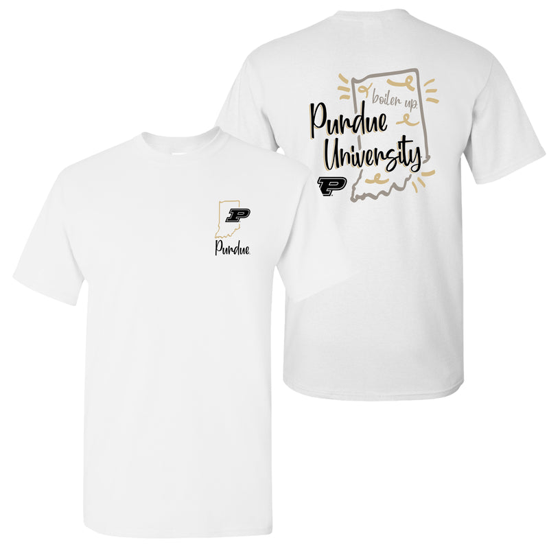 Purdue University Boilermakers Playful Sketch Cotton Short Sleeve T-Shirt - White