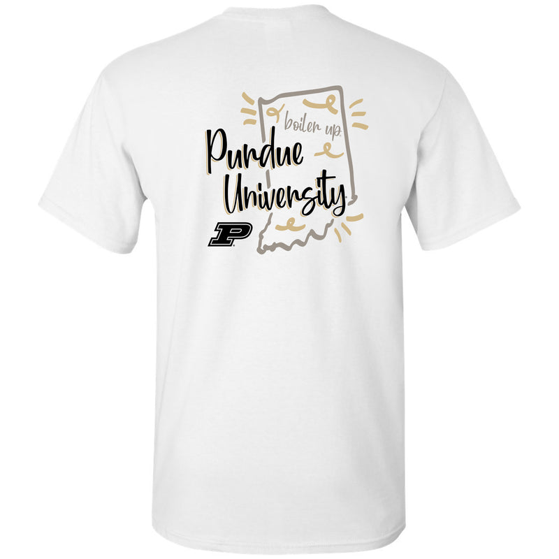Purdue University Boilermakers Playful Sketch Cotton Short Sleeve T-Shirt - White