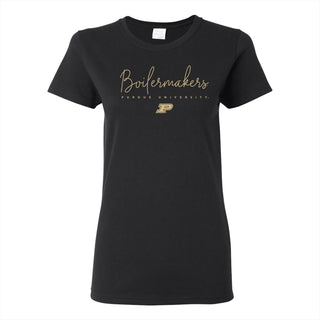 Purdue Thin Script Women's T-Shirt - Black