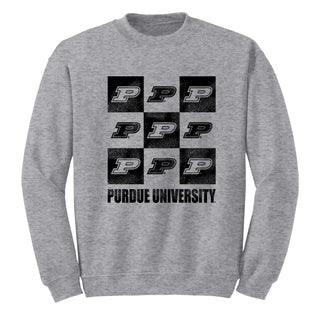 Purdue Boilermakers Checkerbox Crewneck Sweatshirt - Sport Grey